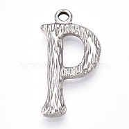 Brass Pendants, Letter Charms, Letter P, 22.5x12x3mm, Hole: 1.6mm(KK-N254-218P-P)