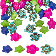 4 Strands 2 Styles Dyed Synthetic Turquoise Beads Strands, Sea Turtle, Mixed Color, 15~18x12~14x6~8mm, Hole: 1mm, 2 strands/style(G-NB0004-90)