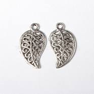 Tibetan Style Alloy Pendants, Cadmium Free & Nickel Free & Lead Free, Leaf, Antique Silver, 18x10x1mm, Hole: 1.5mm(X-TIBEP-20336-AS-NR)