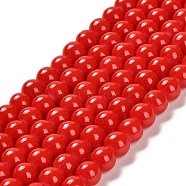 Painted Glass Bead Strands, Baking Paint, Round, Red, 8mm, Hole: 1.3~1.6mm, about 100pcs/strand, 31.4 inch(DGLA-S071-8mm-49)