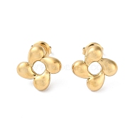 304 Stainless Steel Stud Earrings, Hollow Flower, Real 14K Gold Plated, 15x14.5mm(STAS-Z052-20G)
