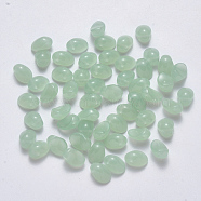 Spray Painted Imitation Jade Glass Charms, Oval, Dark Sea Green, 8.5x6x4.5mm, Hole: 1mm(GLAA-R211-05-J01)