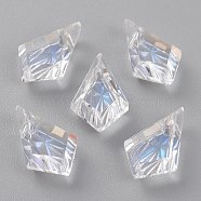 Embossed Glass Rhinestone Pendants, Faceted, Kite, Moonlight, 13x8x4mm, Hole: 1.2mm(GLAA-J101-01A-001MO)