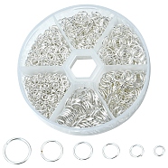 1 Box Iron Jump Rings Set, Mixed Sizes, Open Jump Rings, Round Ring, Silver, 18~21 Gauge, 4~10x0.7~1mm, Inner Diameter: 2.6~8mm, 10g/size, 6 sizes, about 1000pcs/box(IFIN-YW0001-44S)