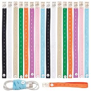 18pcs 9 colors TPU Elastic Binding Straps, Buttonhole Tape with Plastic Button, for Clothes Storage, Window Curtain Holdback, Mixed Color, 357x20x1mm, 2pcs/color(FIND-GF0004-20)