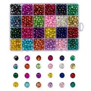 24 Colors Transparent Crackle Glass Beads, Oval, Mixed Color, 8x5.5~6mm, Hole: 1mm, 24 colors, 50pcs/color, 1200pcs/box(CCG-X0011-03-6x8mm)