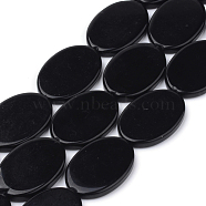 Synthetic Black Stone Beads Strands, Flat Oval, 33x23x5mm, Hole: 1.5mm, 12pcs/strand, 15.7 inch(X-G-Q949-006)