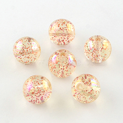 Round AB Color Transparent Acrylic Beads, with Colorful Glitter Powder, PeachPuff, 14mm, Hole: 1.5~2mm, about 318pcs/500g(TACR-D005-14mm-08)