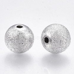 Plating Acrylic Beads, Textured, Round, Silver, 12x11mm, Hole: 2mm, about 520pcs/500g(OACR-S015-19-12mm)