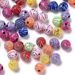 Plating Acrylic Beads, Metal Enlaced, Round, Mixed Color, 10x10x10mm, Hole: 2mm, 1100pcs/500g(PACR-S188-10mm-M)