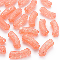 Transparent Crackle Acrylic Beads, Curved Tube, Light Salmon, 35x11.5x13.5mm, Hole: 3.5mm, about 148pcs/500g(CACR-S009-001B-N52)