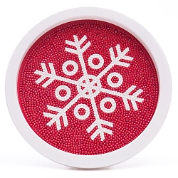DIY Christmas Theme Diamond Painting Kits For Kids, Snowflake Pattern Photo Frame Making, with Resin Rhinestones, Pen, Tray Plate and Glue Clay, Red, 19.7x1.6cm, Inner Diameter: 16.9cm(DIY-F073-01)