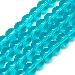 Transparent Glass Beads Strands, Round, Dodger Blue, 12mm, Hole: 1.5mm, about 14 inch/strand, about 28pcs/strand(G02Q90N5)