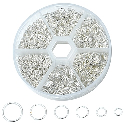 1 Box Iron Jump Rings Set, Mixed Sizes, Open Jump Rings, Round Ring, Silver, 18~21 Gauge, 4~10x0.7~1mm, Inner Diameter: 2.6~8mm, 10g/size, 6 sizes, about 1000pcs/box(IFIN-YW0001-44S)