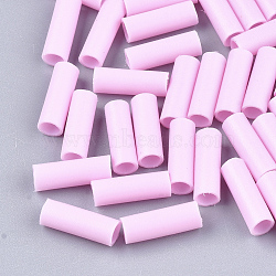 Rubber Beads, Tube, Pearl Pink, 12~12.5x4~4.5mm, Hole: 3mm, about 4000pcs/500g(SACR-T344-11A-16)