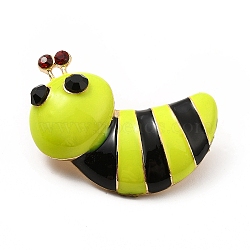 Bees Enamel Pin, Light Gold Alloy Badge for Backpack Clothes, Cadmium Free & Lead Free, Green Yellow, 37.5x36x9.5mm, Pin: 0.8mm(JEWB-I019-19KCG)