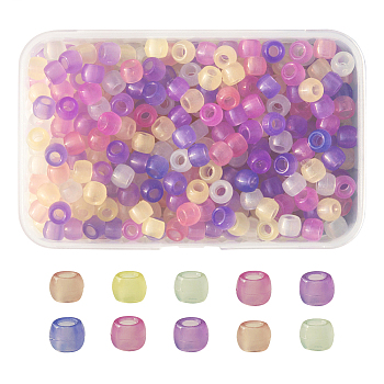 Luminous Resin European Beads, Rondelle, Clear, 8x6mm, Hole: 4mm, about 500pcs/box