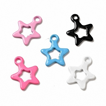 Spray Painted 201 Stainless Steel Charms, Star Charms, Mixed Color, 10.5x9x1mm, Hole: 1.2mm