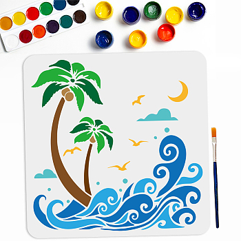 US 1Pc PET Hollow Out Drawing Painting Stencils, for DIY Scrapbook, Photo Album, with 1Pc Art Paint Brushes, 300x300mm