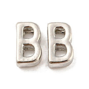 Platinum Plated Alloy Beads, Initial Letter, Letter.B, 10x3mm, Hole: 1.8mm