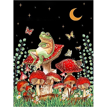 DIY Mushroom 5D Diamond Painting Full Drill Kits, including 1 Sheet Canvas Painting Cloth, 22 Bags Resin Rhinestones, 1Pc Diamond Sticky Pen, 1Pc Tray Plate and 1Pc Glue Clay, Frog, 400x300x4mm, Rhinestone: about 2.6x1mm, 4mm thick, 22 bag