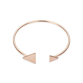 SHEGRACE Fantastic Brass Cuff Bangle, with Triangles, Rose Gold, 190mm