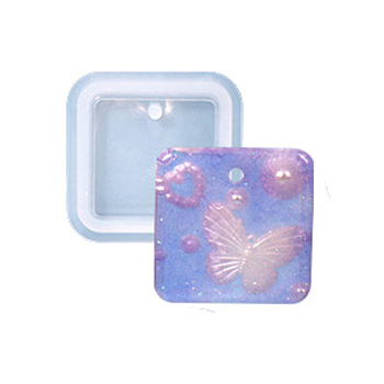 DIY Pendant Silicone Molds, Resin Molds, For UV Resin, Epoxy Resin Jewelry Making, Square, 51x51x8.5mm