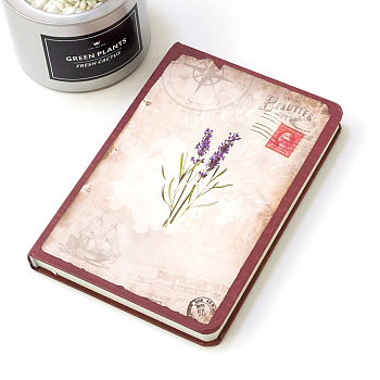 Retro Floral Rectangle Paper Notebook, with Paper Inside, for School Office Supplies, Floral White, 190x130mm