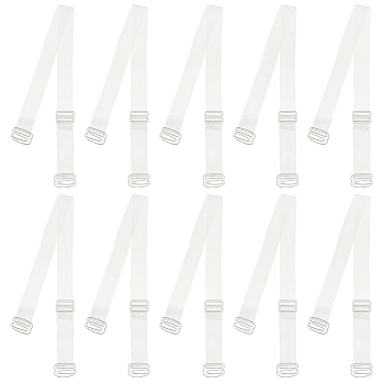 10 Pairs TPU Non-slip Bra Straps, Adjustable Bra Strap Holder, with Hooks, Clear, 372x15x0.2~3mm