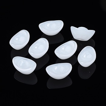 Imitation Jade Glass Beads, Ingot, White, 7~8x15x10.5mm, Hole: 1.4~1.6mm