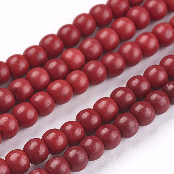 1 Strand Dyed Crimson Round Synthetic Turquoise Beads Strands, 4mm, Hole: 1mm, about 110pcs/strand, 15.6 inch