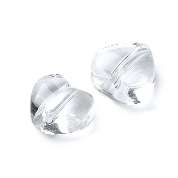 20Pcs Transparent Glass Beads, Heart, 6x8.5x3.5mm, Hole: 1mm