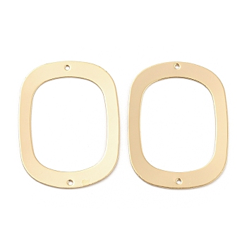 Brass Connector Charms, Rectangle Ring Links, Real 18K Gold Plated, 36x27x0.5mm, Hole: 1.2mm