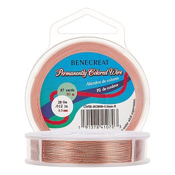 BENECREAT 3 Strands Copper Craft Wire, Long-Lasting Plated, Twisted Round, Red Copper, 0.3mm, about 80m/roll
