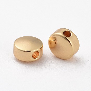 Brass Spacer Beads, Nickel Free, Real 18K Gold Plated, Flat Round, 5x3mm, Hole: 0.8~1mm
