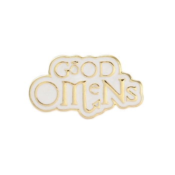 Greek Mythology Zinc Alloy Brooches, Good Omens Enamel Pins, White, 17x30mm