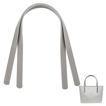 PU Imitation Leather Bag Handles, Sew on Bag Handles, Gray, 62.4x1.9x0.35cm, Hole: 1.6mm