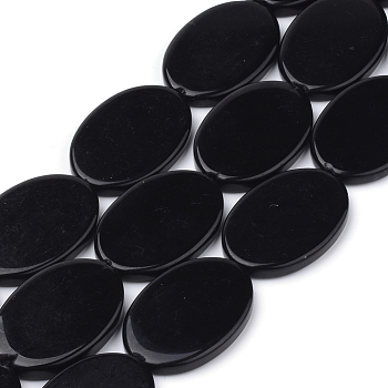 Synthetic Black Stone Beads Strands, Flat Oval, 33x23x5mm, Hole: 1.5mm, 12pcs/strand, 15.7 inch