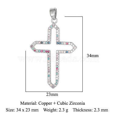 Brass Micro Pave Colorful Cubic Zirconia Pendants(ZIRC-OY009-01P)-2