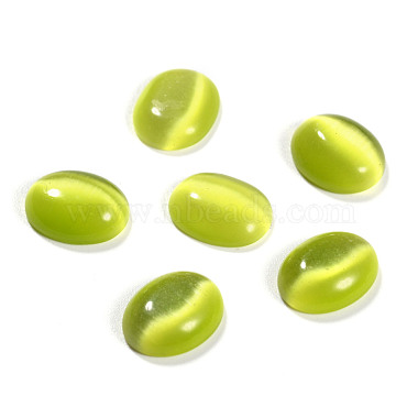 Olive Drab Oval Glass Cabochons