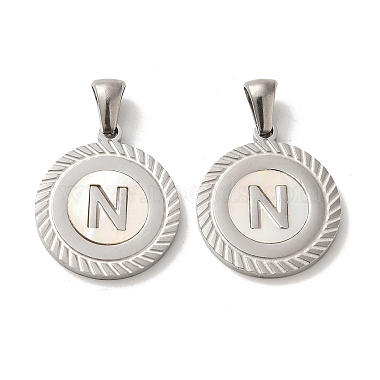 Stainless Steel Color Letter N Shell Pendants