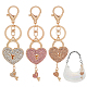 WADORN 3Pcs 3 Colors Heart Padlock Rhinestones Pendant Keychain with Heart Key Charm(KEYC-WR0001-46)-1