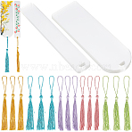 DIY Bookmark Making Kits. with Transparent Acrylic & Polyester Tassel Decoration, Mixed Color, 130~149.5x25~395x1.8mm, Hole: 4.3mm(DIY-SP0001-92D)