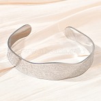 Abstract Pattern 304 Stainless Steel Cuff Bangles for Women, Stainless Steel Color, Inner Diameter: 2.01 inch(5.1cm)x2.54 inch(6.45cm)(BJEW-D466-04P)