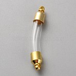 Transparent Glass Vial Pendant Normal Link Connectors, Curved Tube Openable Wish Bottle with Brass Findings for Jewelry Making, Golden, 45x8x7mm, Hole: 1.8mm(AJEW-WH0596-018G)