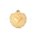 304 Stainless Steel Pendants, Heart Charms, Ion Plating(IP), Real 14K Gold Plated, 16x14x2.5mm, Hole: 1.8mm(STAS-L283-04G)