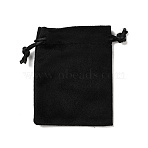 Velvet Jewelry Drawstring Storage Pouches, Rectangle, Black, 9.5x7x0.5cm(ABAG-P013-02A-01)