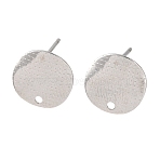 304 Stainless Steel Stud Earring Findings, Oval, with Loop, Stainless Steel Color, 12mm, Hole: 1.5mm, Pin: 0.8x10mm(STAS-D217-01P)