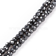 Electroplate Non-magnetic Synthetic Hematite Beads Strands, Grade A, Faceted, Round, Original Color, 3mm, Hole: 1mm, about 140pcs/strand, 15.7 inch(40cm)(G-L487-B-15)