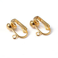 Iron Clip-on Earring Findings, for non-pierced ears, Golden, Nickel Free, about 13.5mm wide, 15.5mm long, 7mm thick, hole: about 1.2mm(EC141-NFG)